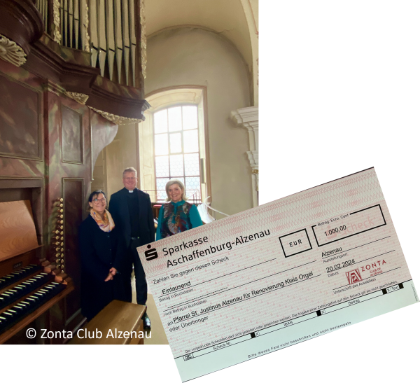 Zonta Club Alzenau - Spendenübergabe für Renovierung Klais-Orgel